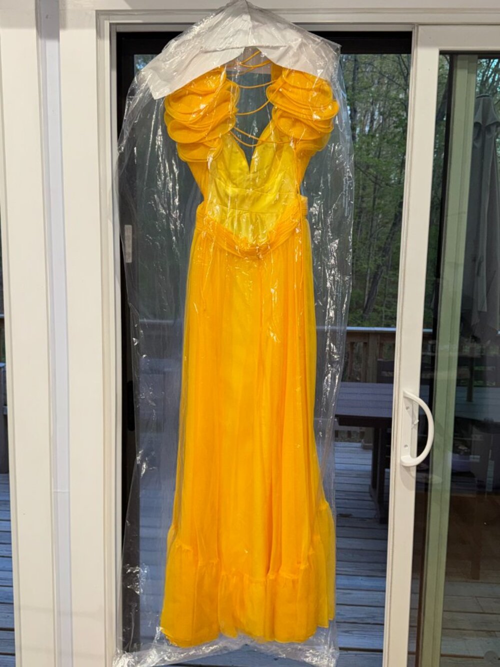 Mac Duggal Ruffle Tiered Chiffon A-Line Gown - Picture 4 of 10